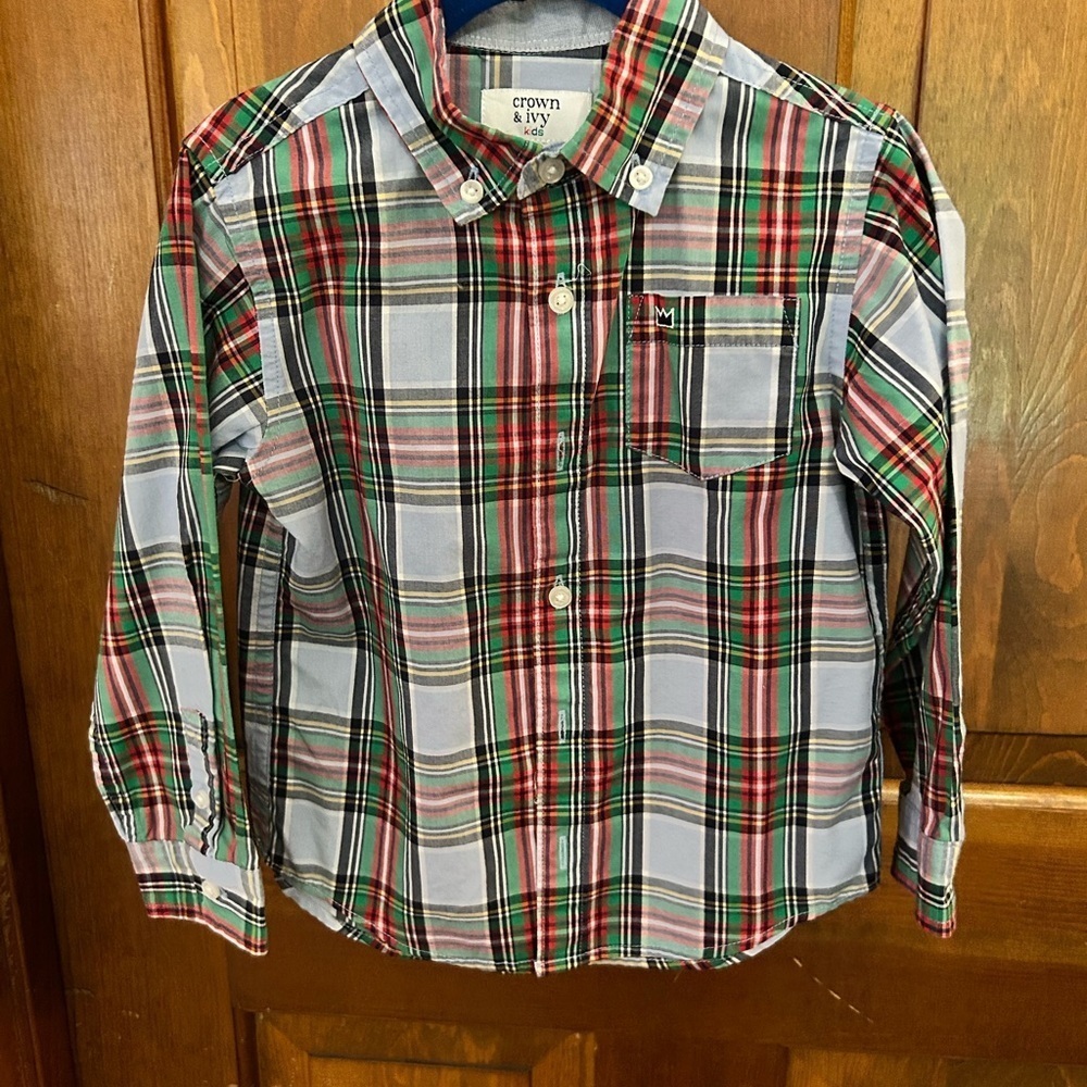 Crown & Ivy Kids Multicolor Plaid Button Down Shirt